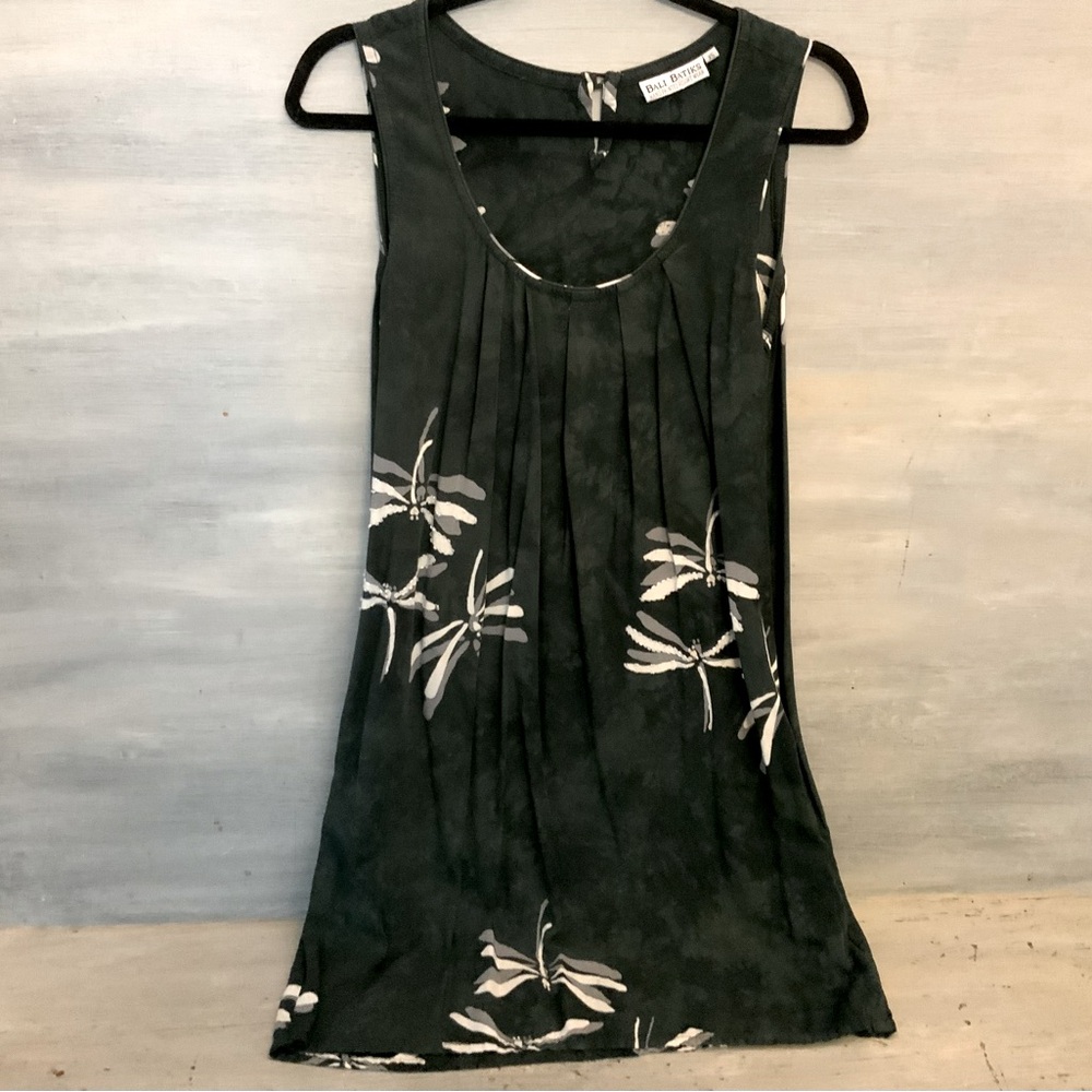 Bali Batiks Hand Painted‎ Resort Wear Beaded Dragonfly Sundress XS Like New
